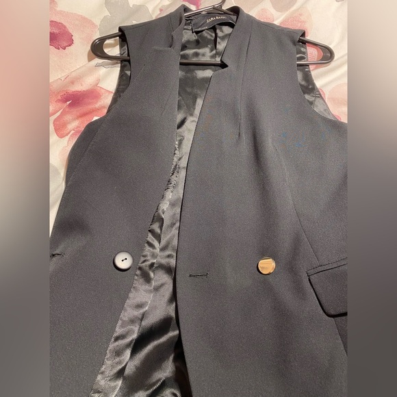 NWT Zara Mini V Neck Buttoned Pockets Sleeveless Preppy Vest Dress Size Medium - Picture 13 of 16